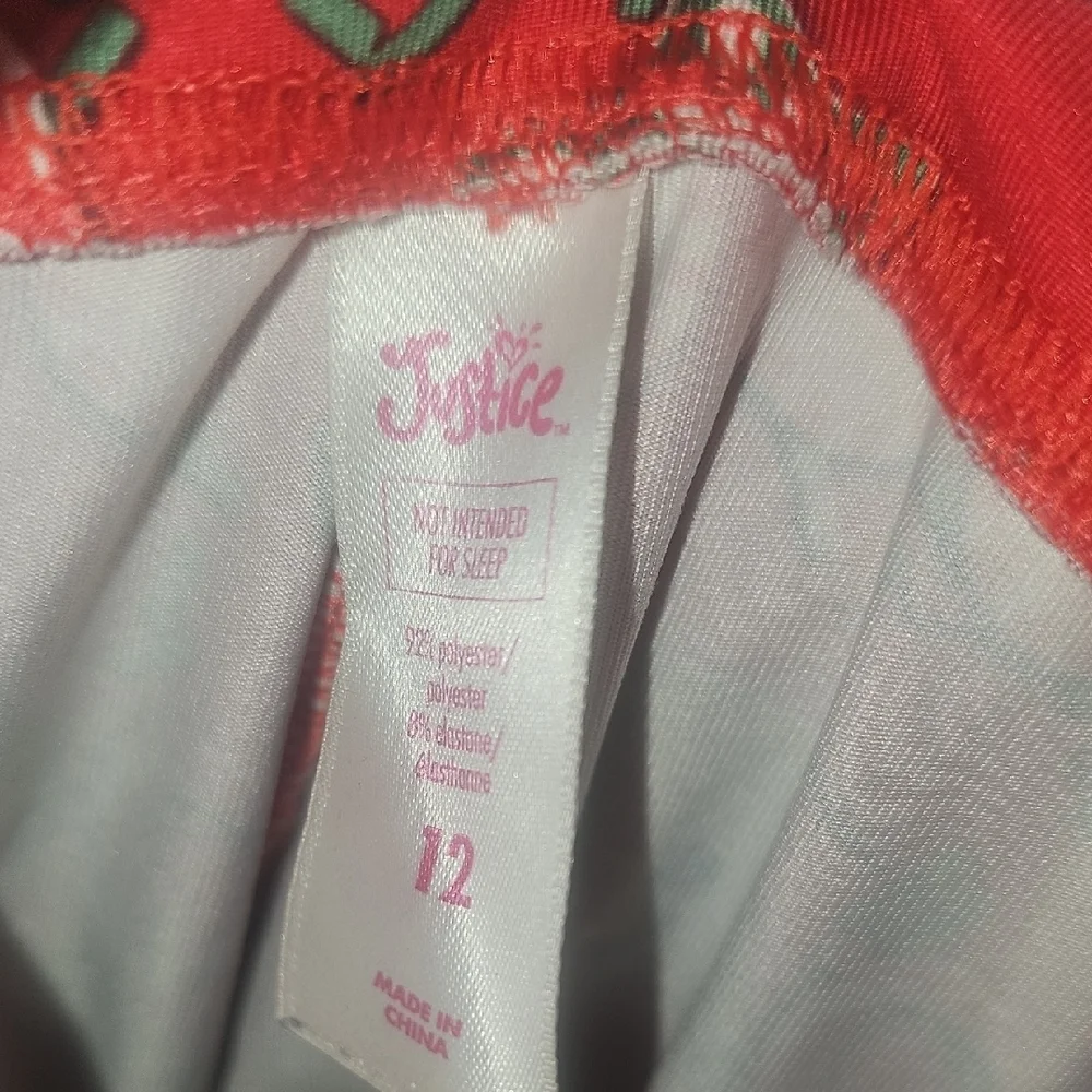 Justice Girls Red Gingerbread Holiday Leggings Size 12